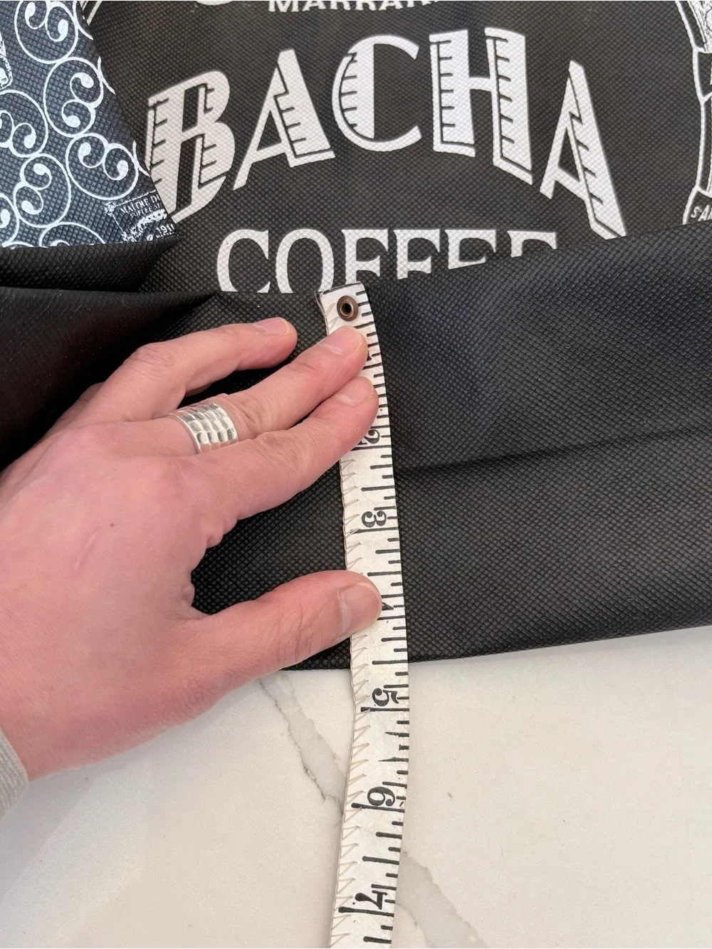Bacha Coffee Non-Woven Fabric Shopping Tote Bag Black